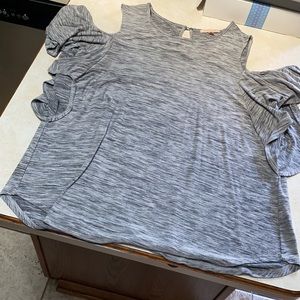 Black and White Cold Shoulder Top